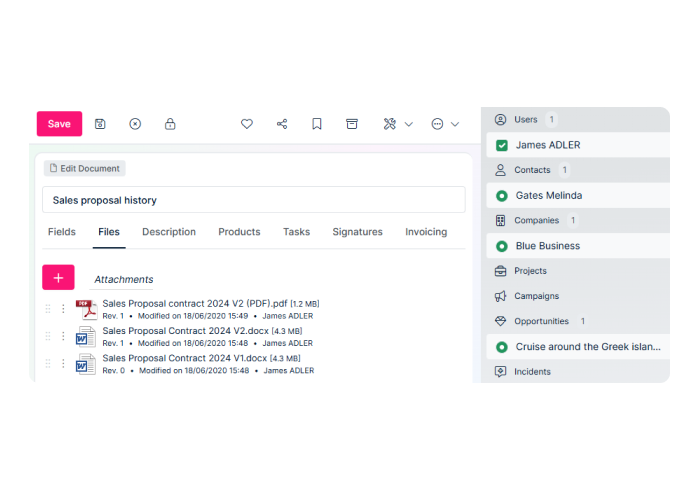 screenshot of Efficy CRM